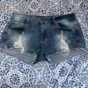 Salvaje Denim Distressed Short Raw Edge Front Shorts Size 11